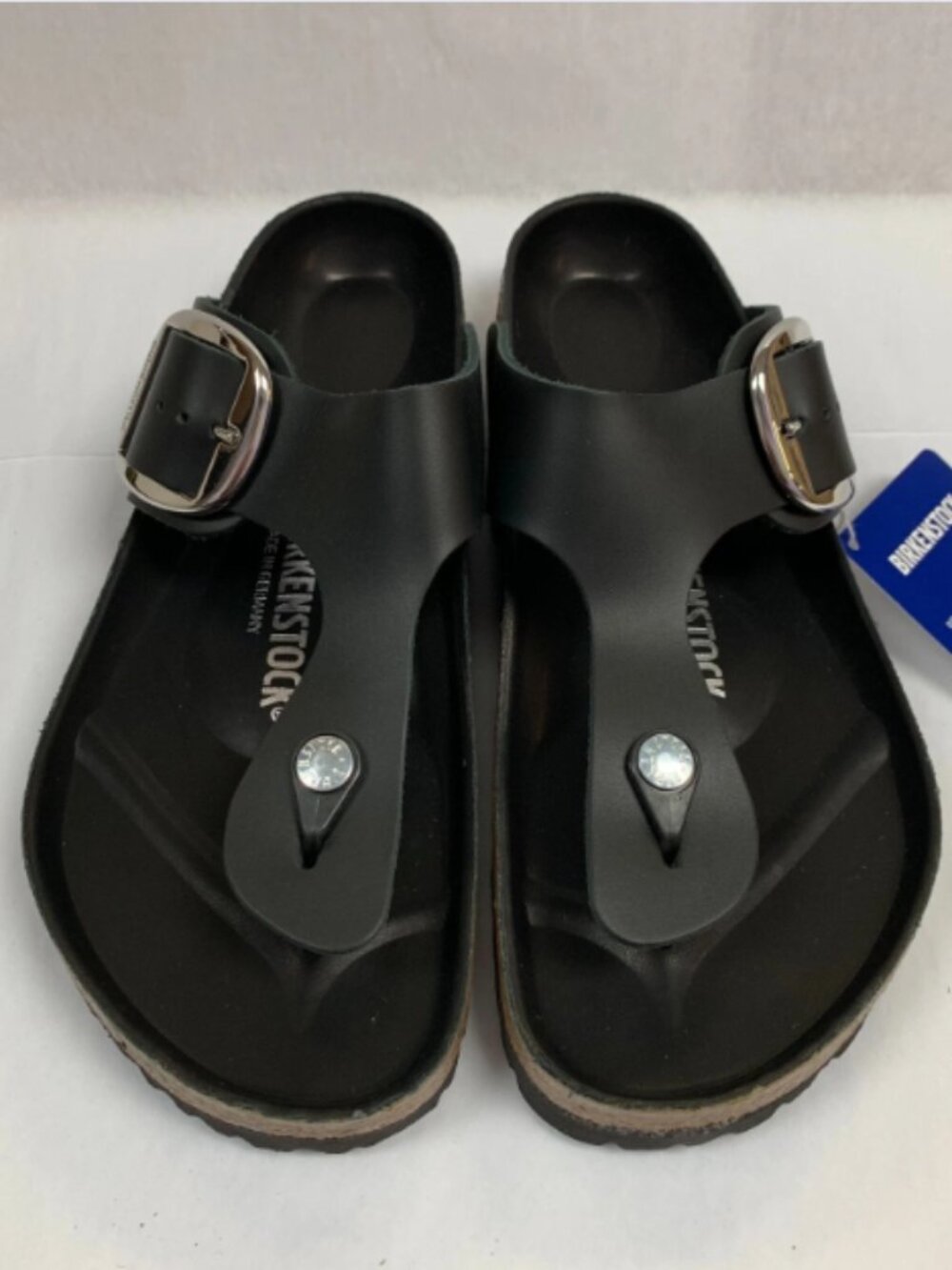 Birkenstock Gizeh Big Buckle Black Natural Leather Regular Width Sandals